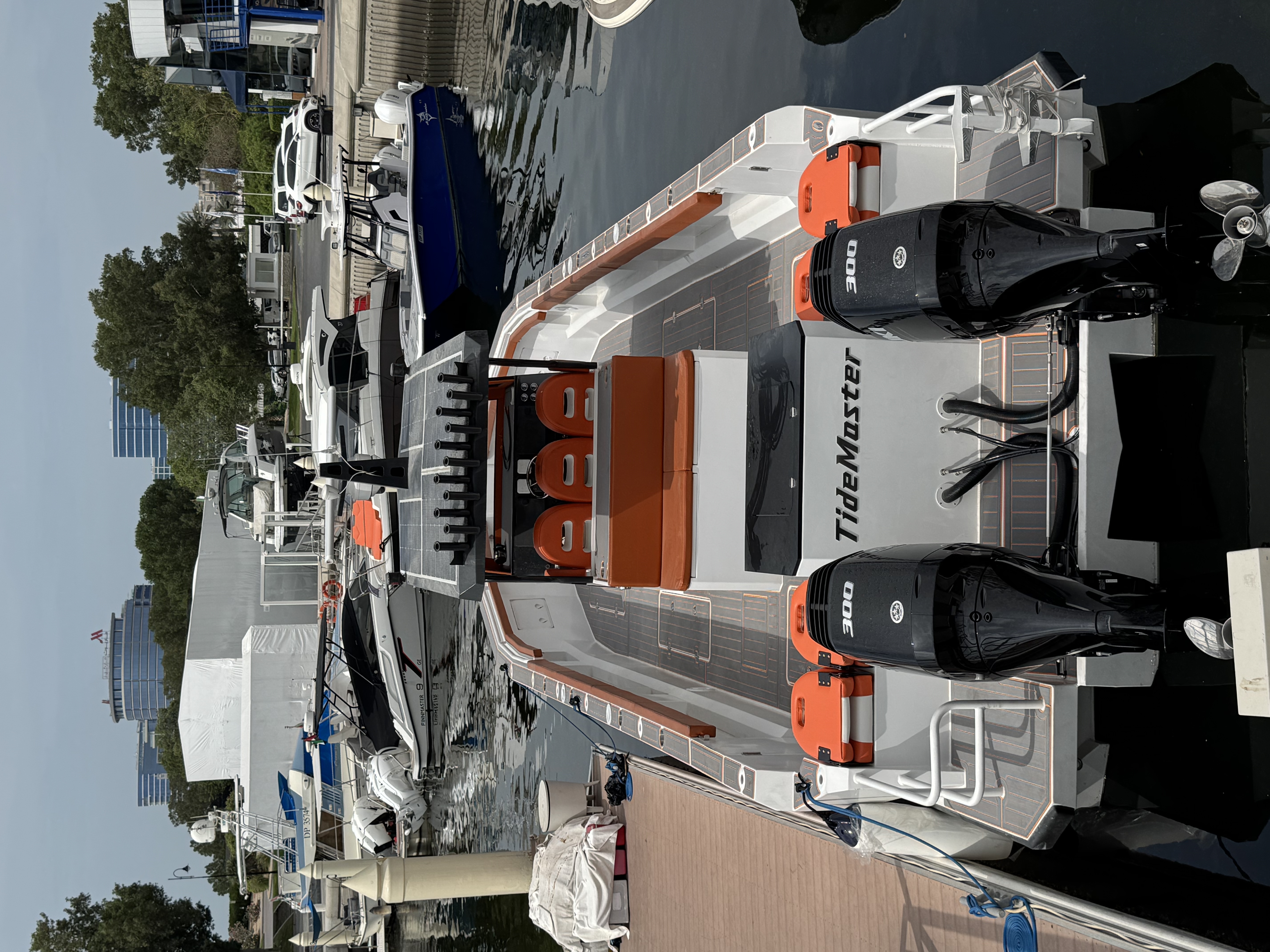 Cat 38 launched at Dubai Creek Marina - stern view